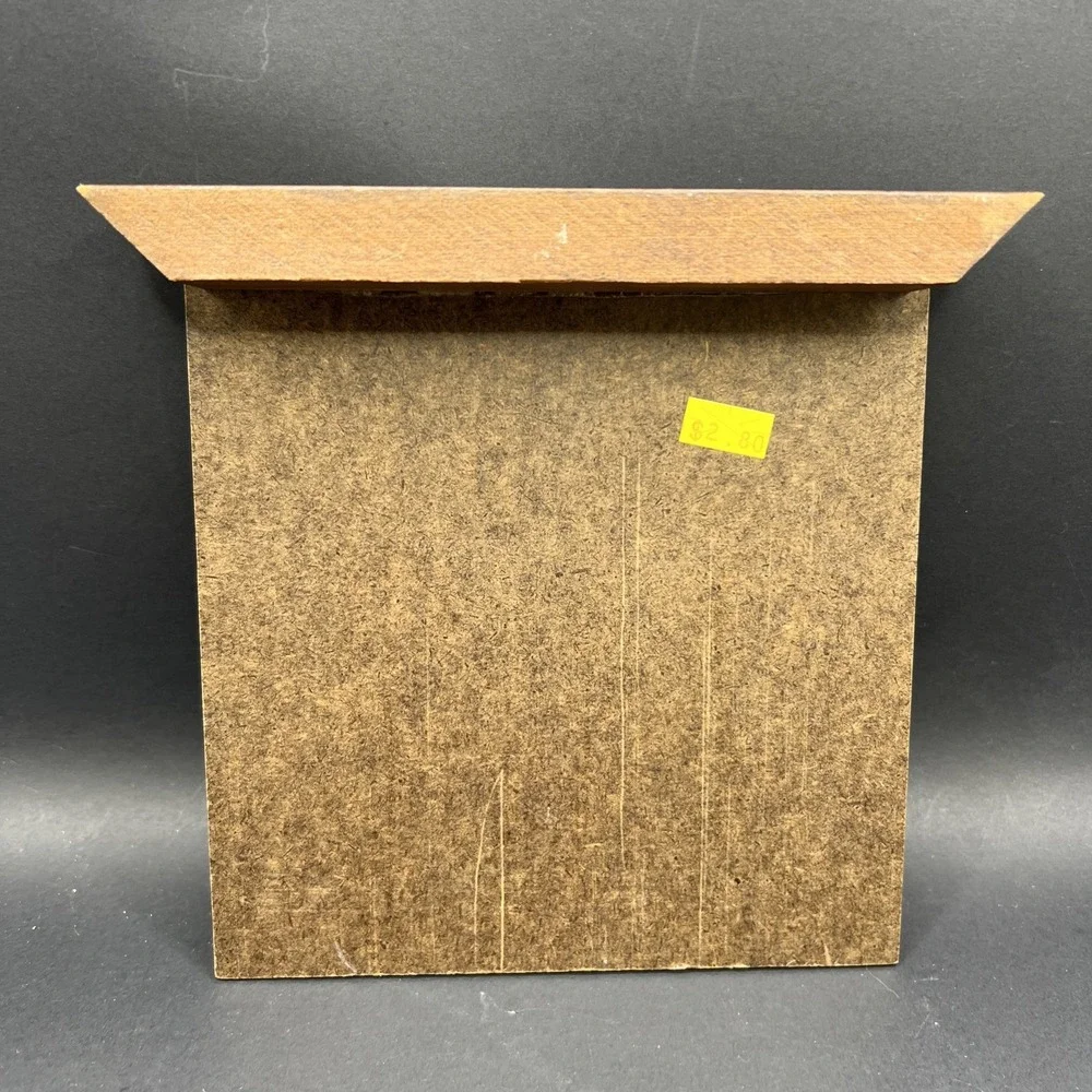 Vtg Wood Key Box Wall Mount Slide Up Hidden Storage Signed GW '88 Ceramic Tile